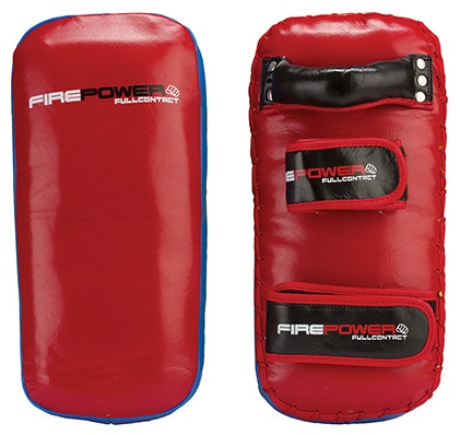 Firepower bleu red leather thai pads